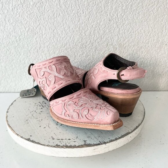 Lane Robin Mule Pink Cowboy Boots Womens 7.5 Cowgirl Western Leather Short Ankle - Picture 1 of 11